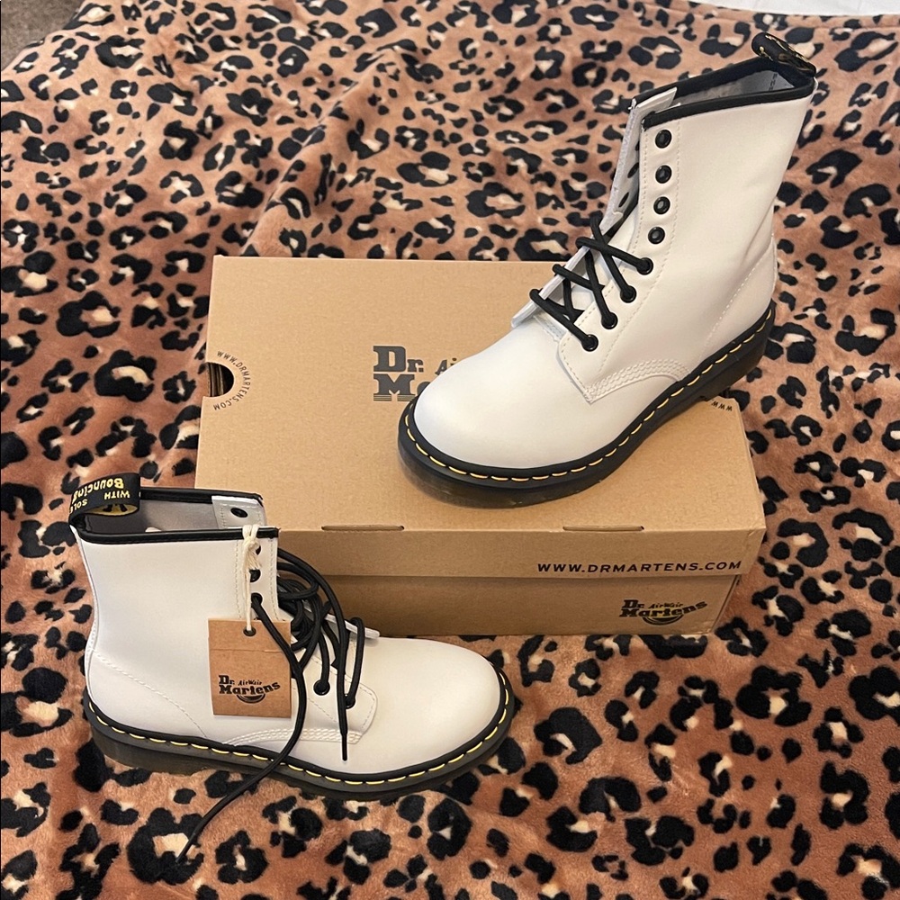 Dr. Martens White Boots with Black Laces